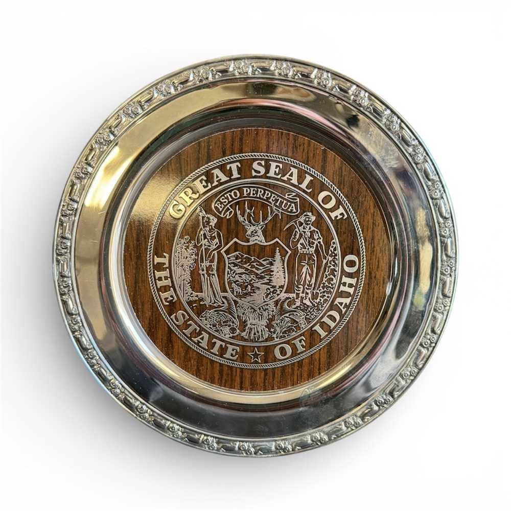 Oneida Great‎ Seal Of The State Idaho Vintage Silver Plate Presentation Tray